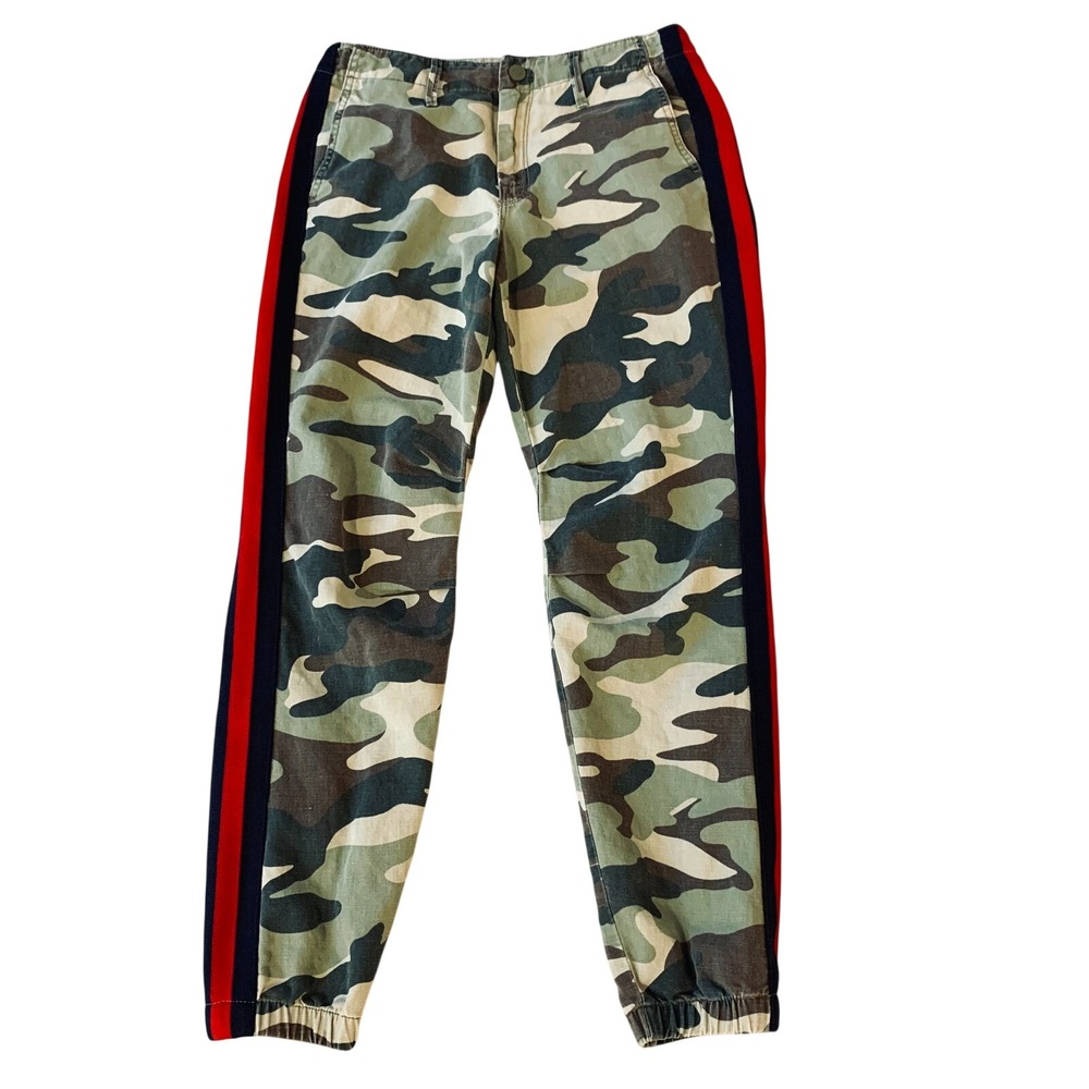 MOTHER Sz 25 Women's ‘The No Zip Misfit' Camouflage Jogger Pants Stripes